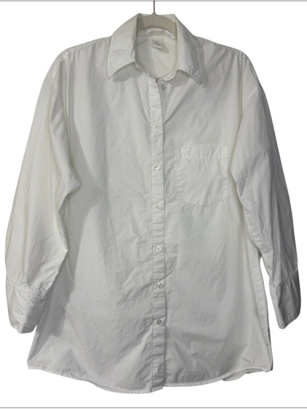 H&M White Oversized Long-Sleeve Button-Up Shirt